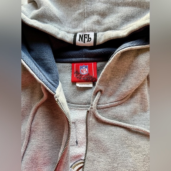 Vintage NFL Licensed Rams Football Gray Zip Up Hooded Jacket XL Embroidered Logo - Picture 7 of 8